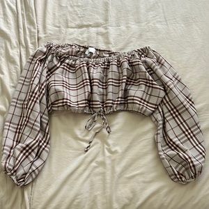 L’Academie Plaid Cropped Top